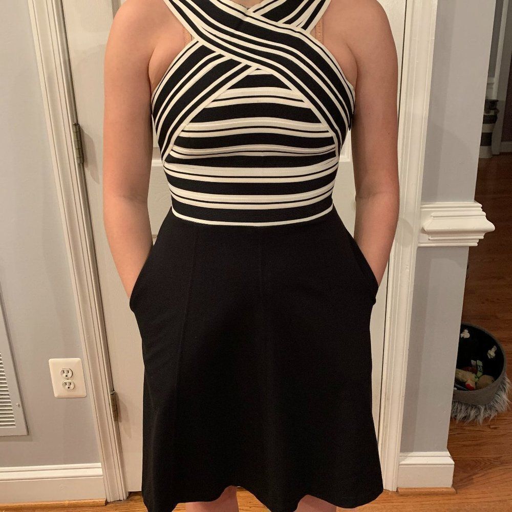 Anthropologie Maeve Black & White Bandage Top Dress Size 4